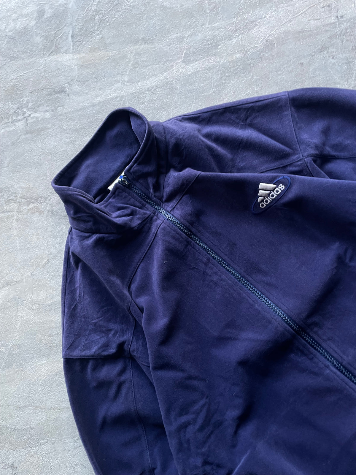 NAVY BLUE ADIDAS FULL-ZIP TRACK JACKET-M-L