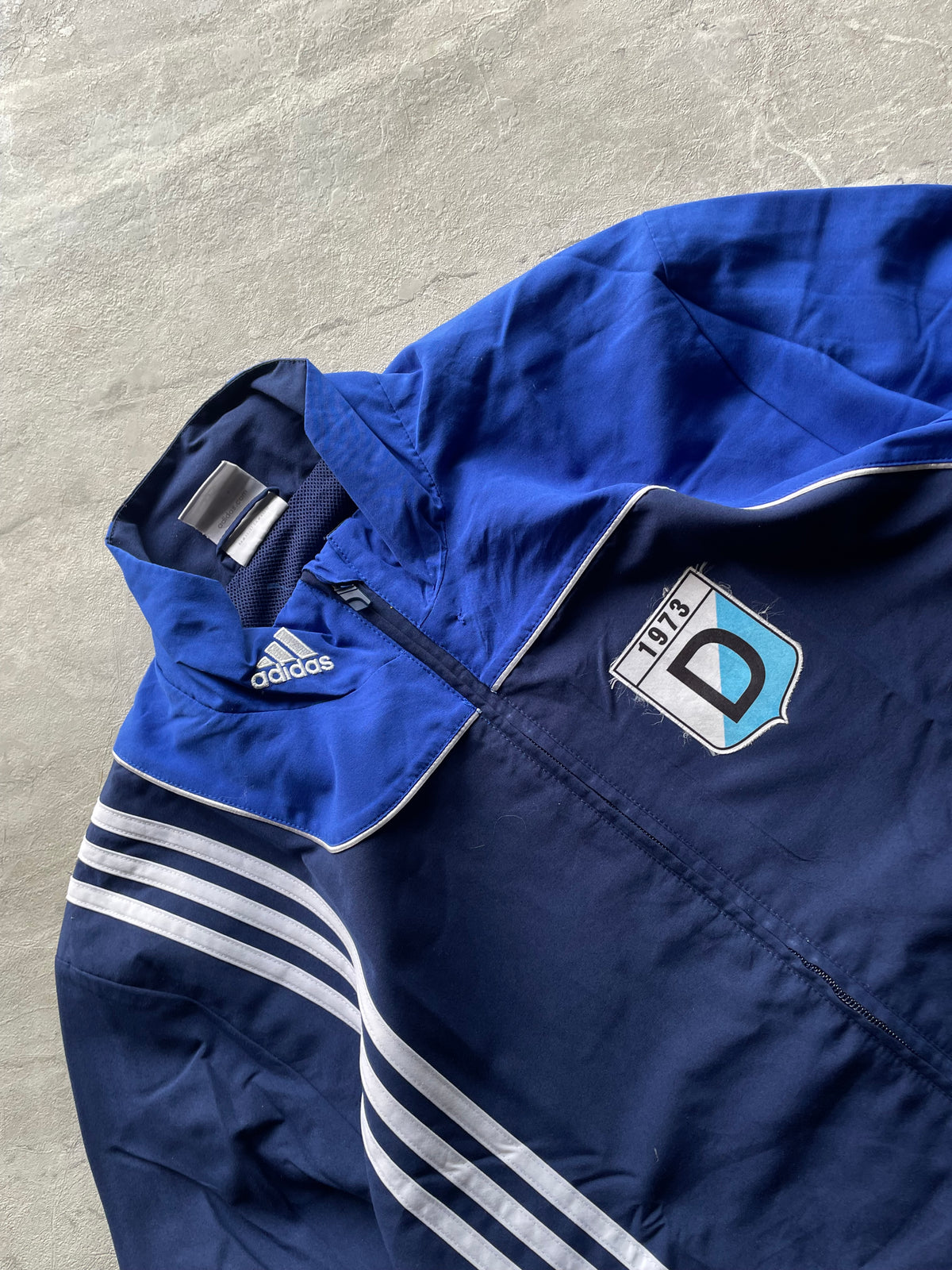 ADIDAS NAVY BLUE AND BLUE TRACK JACKET-