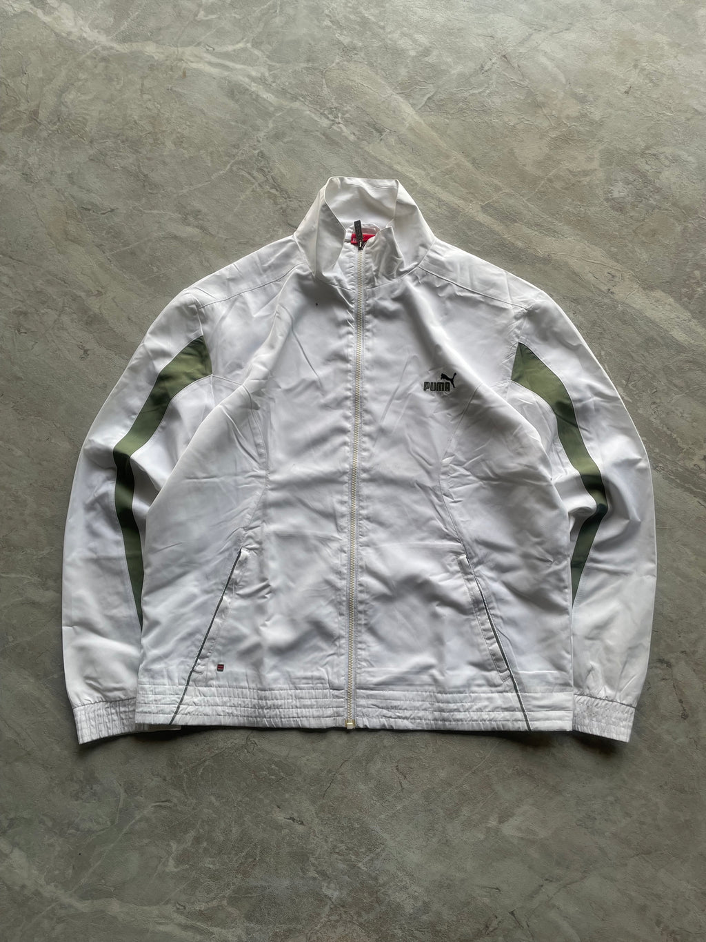 WHITE AND GREEN PUMA TRACK JACKET-L