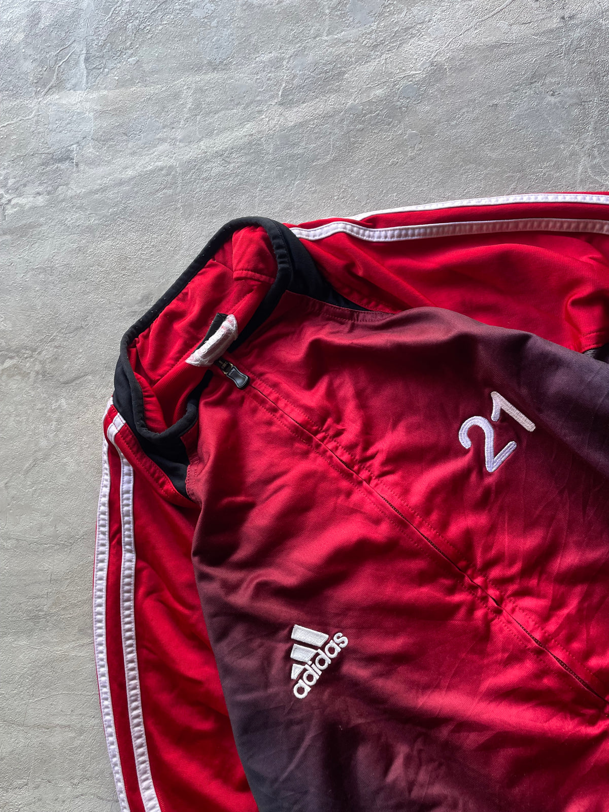 ADIDAS RED AND BLACK SHADED TRACK JACKET-XL