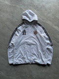 ADIDAS WHITE HOODIED TRACK JACKET-L-XL