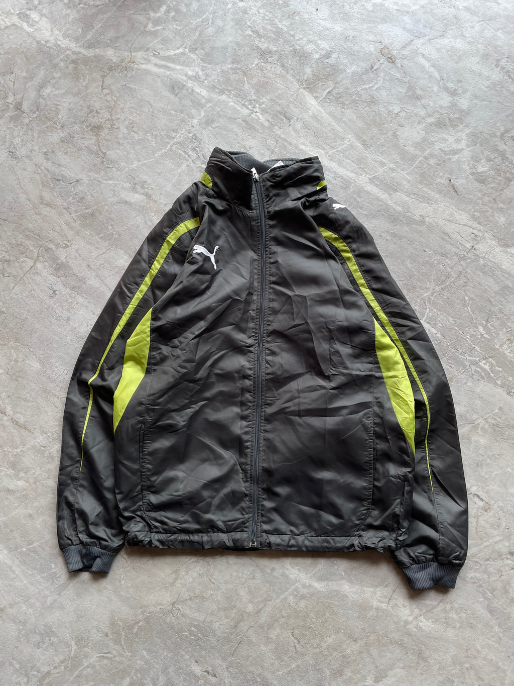 GRAY AND NEON YELLOW PUMA JACKET-M-L