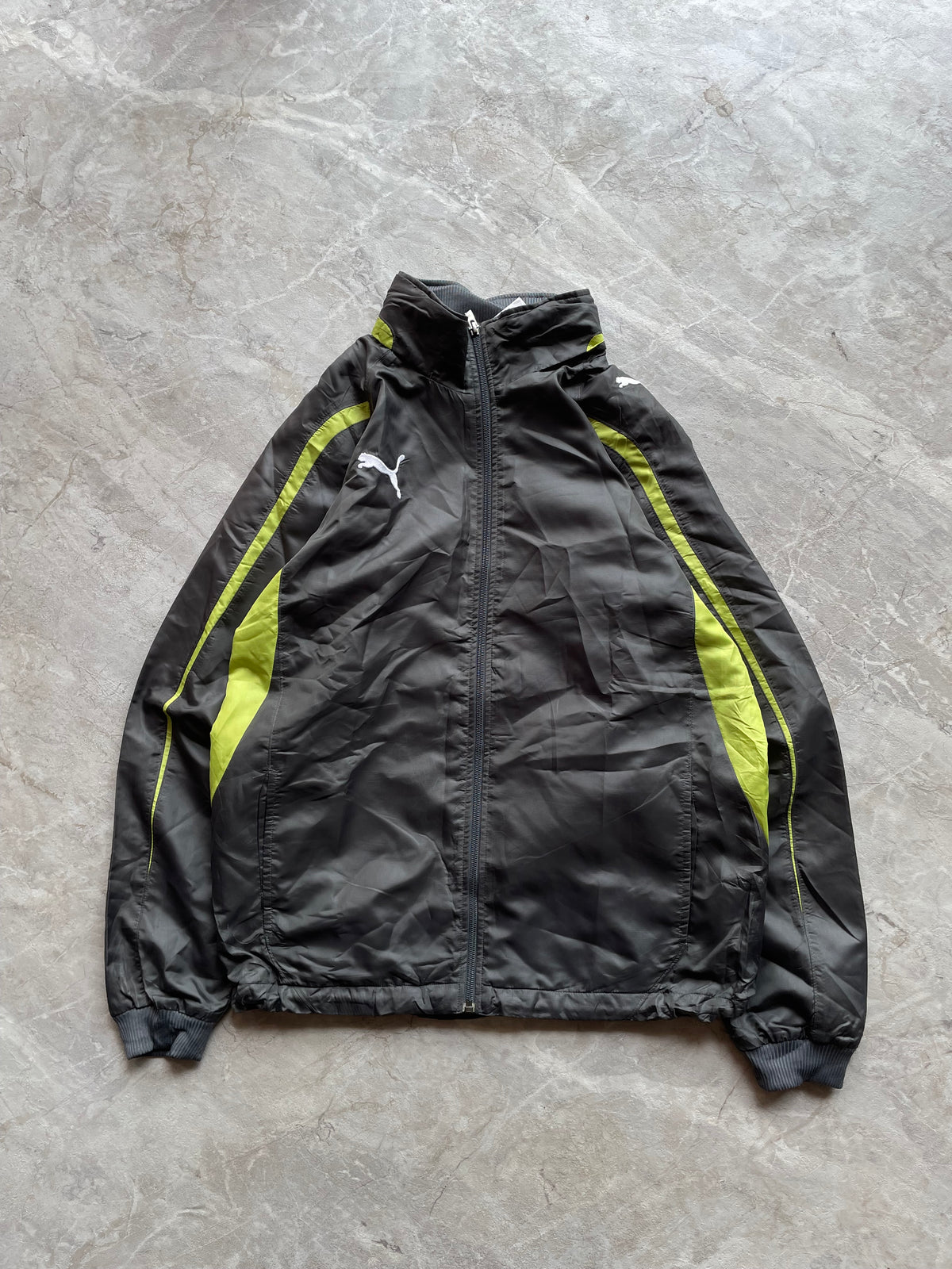 GRAY AND NEON YELLOW PUMA JACKET-M-L