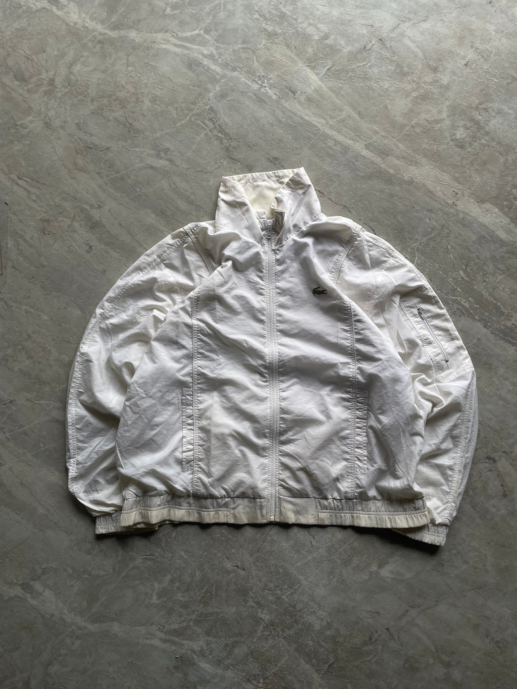 LACOSTE WHITE WINDBREAKER JACKET-L-XL