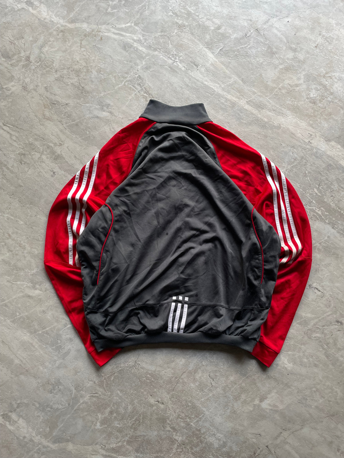 RED AND GREY ADIDAS TRACK JACKET-XL