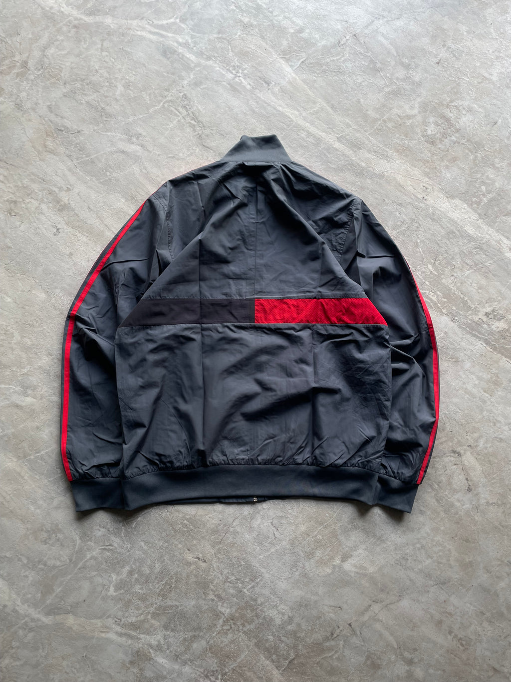 ADIDAS RED AND GREY TRACK JACKET-L