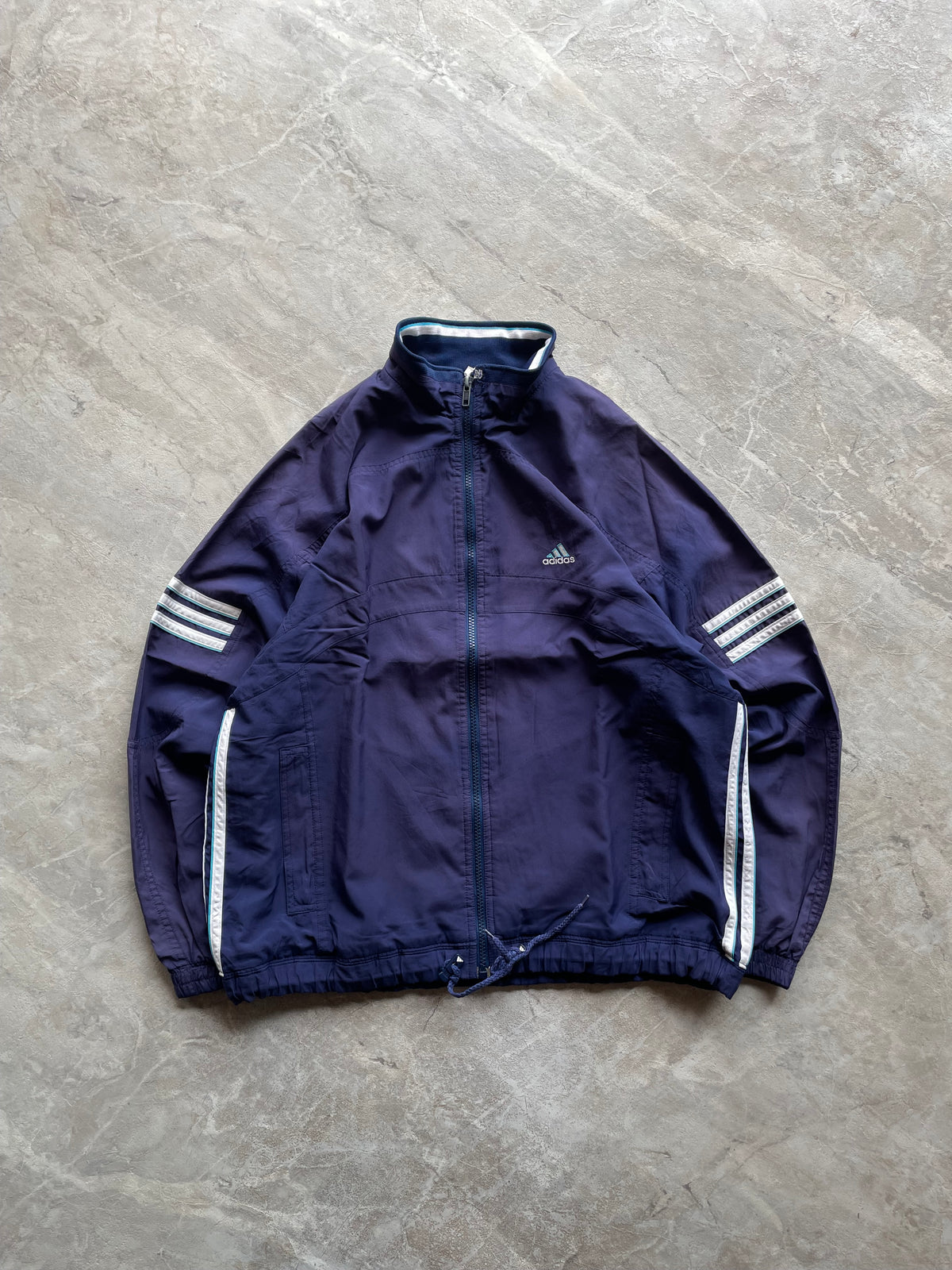NAVY BLUE ADIDAS FULL-ZIP WINDBREAKER-M-L
