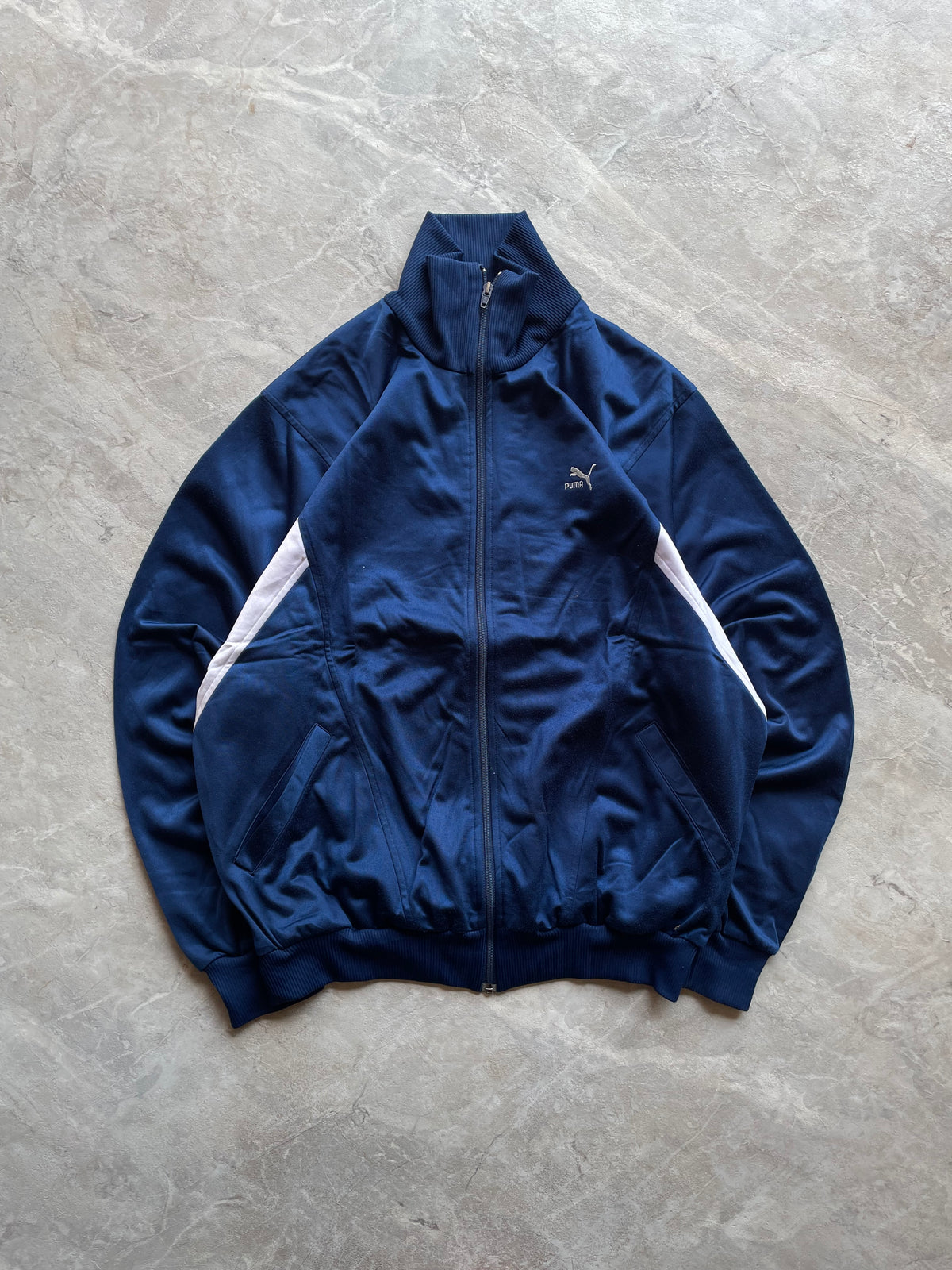 NAVY BLUE AND WHITE PUMA JACKET-L