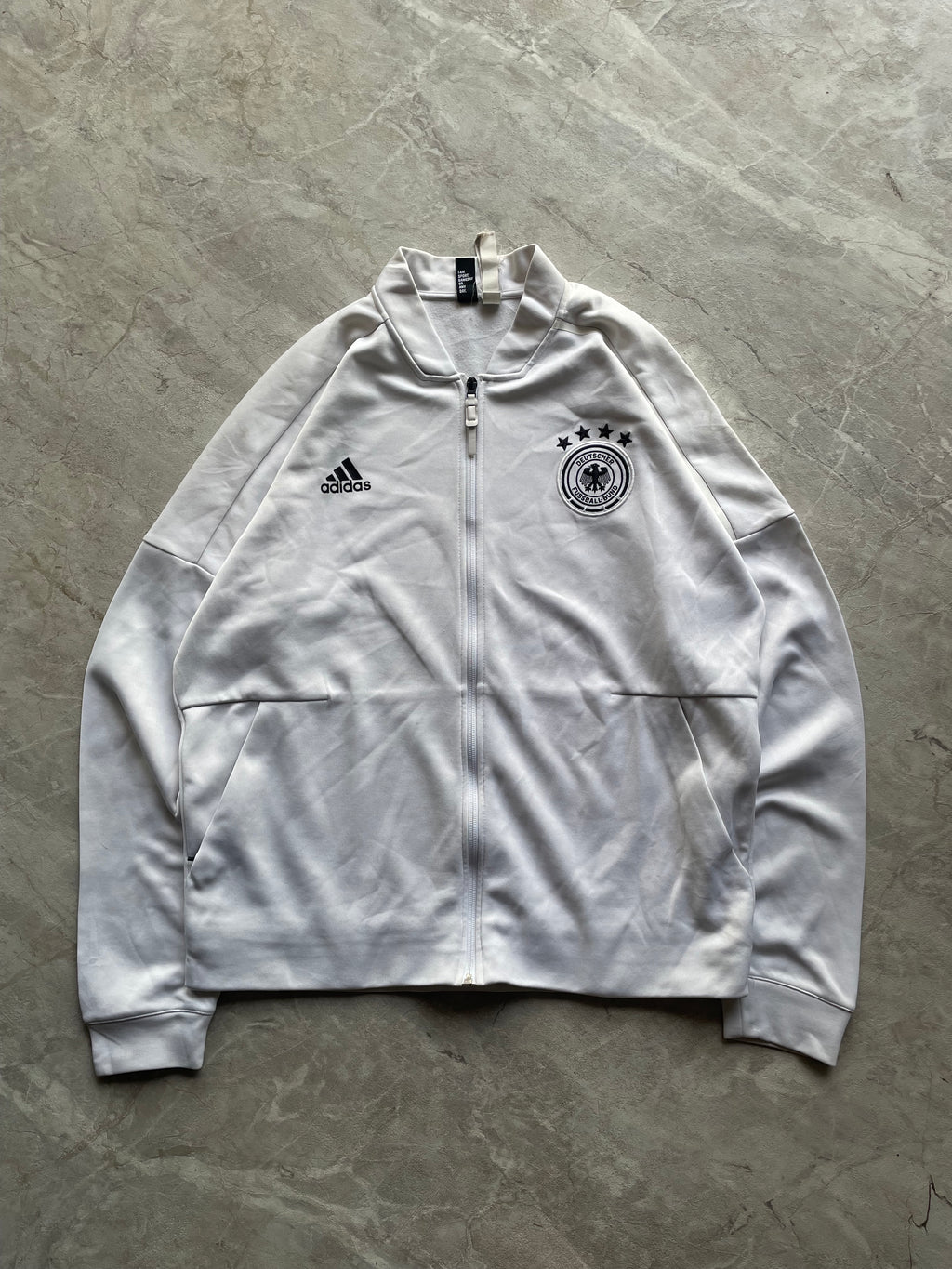 ADIDAS WHITE GERMANY NATIONAL FOOTBALL ANTHEM ZIP-UP JACKET-XL