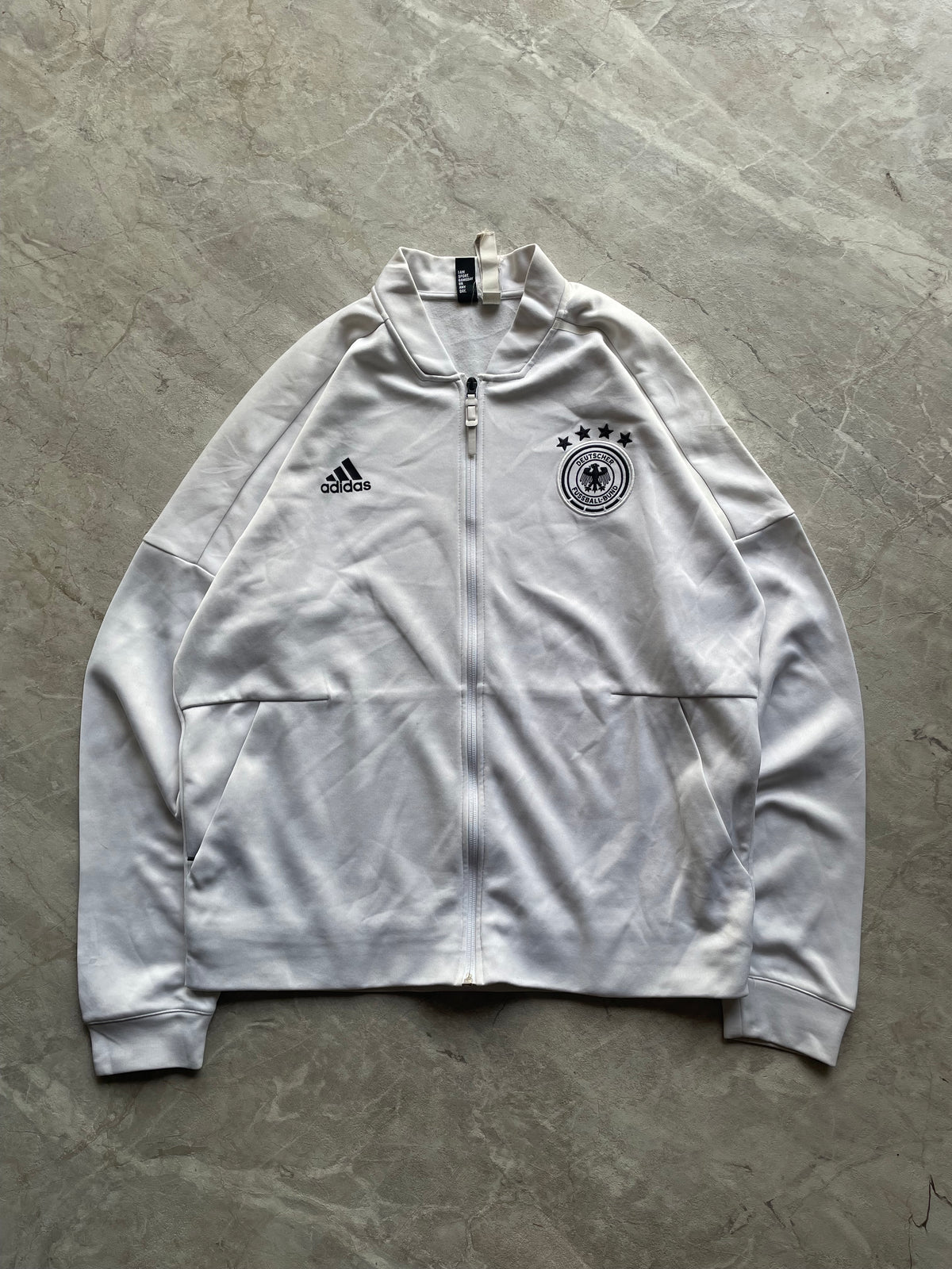 ADIDAS WHITE GERMANY NATIONAL FOOTBALL ANTHEM ZIP-UP JACKET-XL