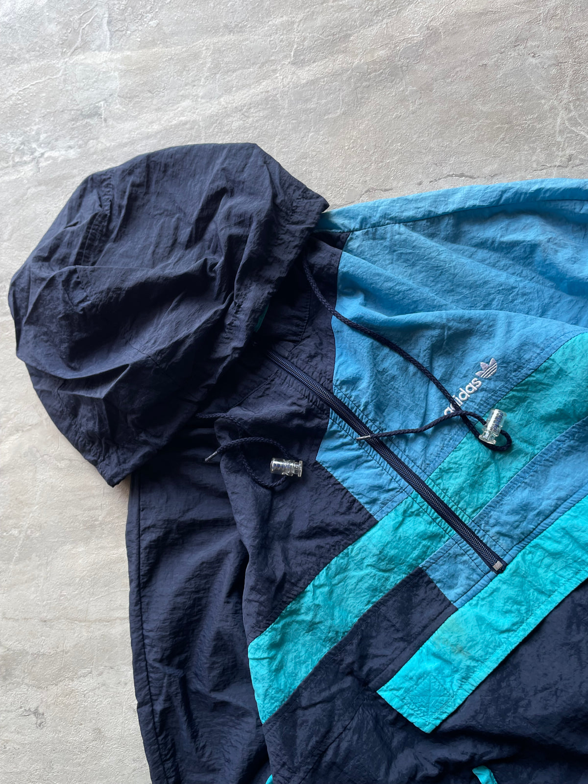 VINTAGE ADIDAS COLORBLOCK HALF-ZIP WINDBREAKER-L-XL