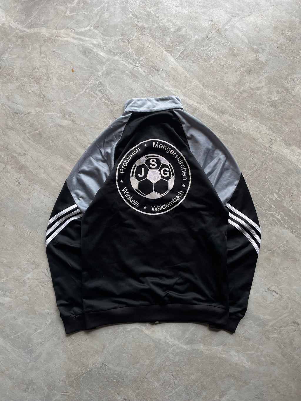 BLACK AND GREY ADIDAS TRACK JACKET-S