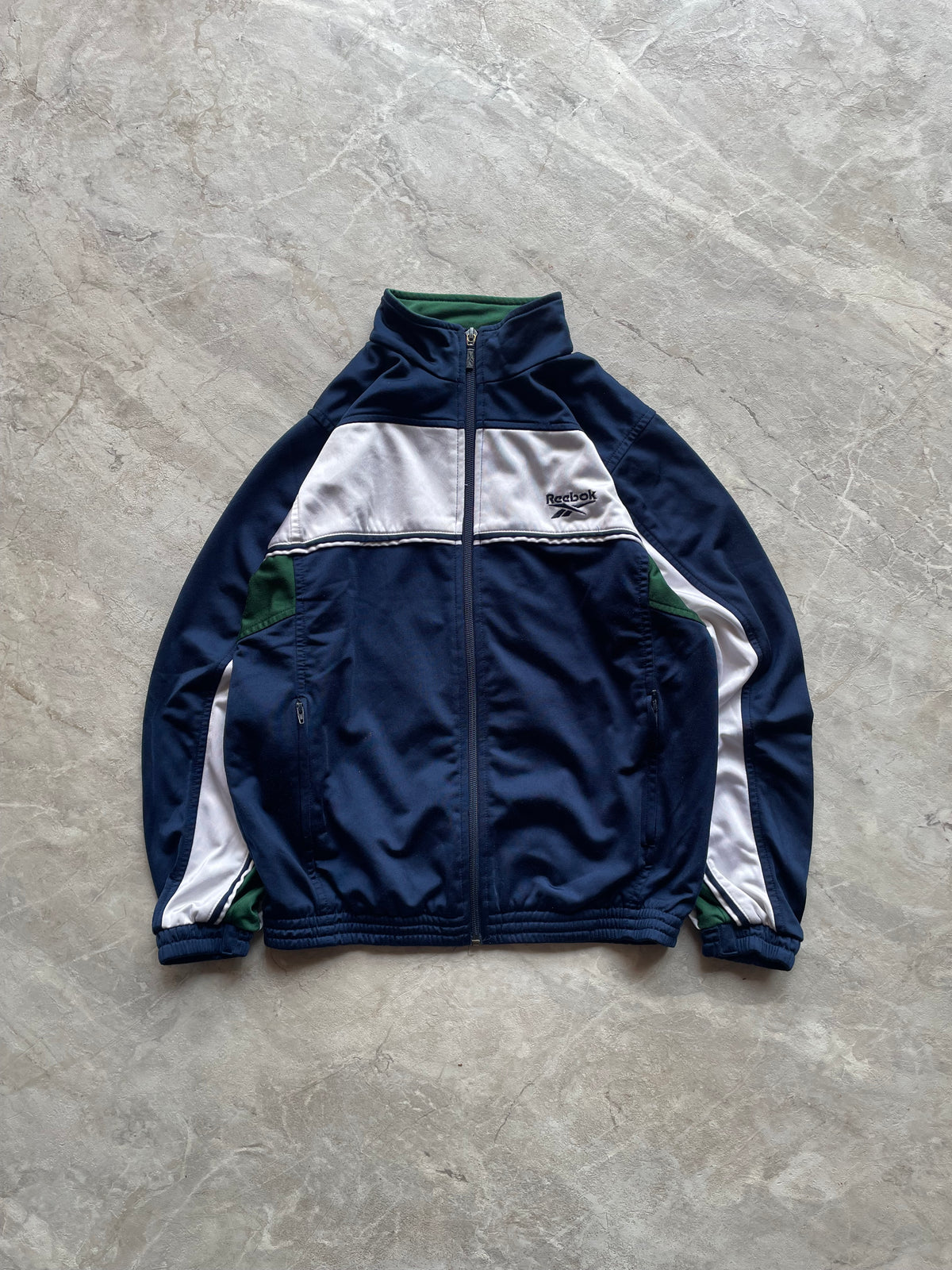 BLUE AND WHITE REEBOK JACKET-XS
