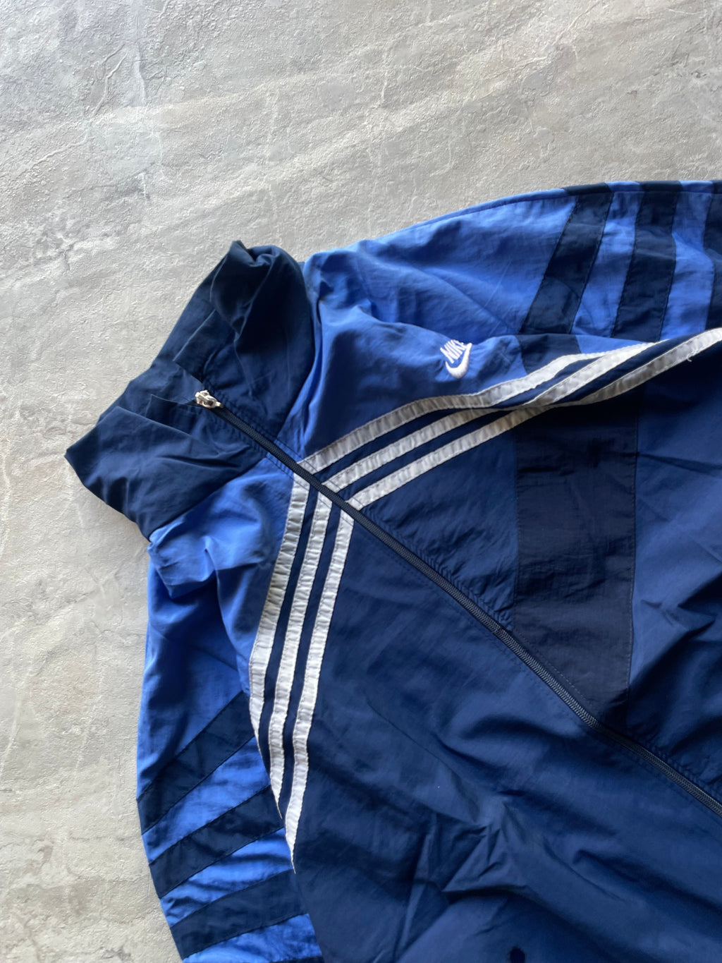 ADIDAS NAVY BLUE AND BLUE TRACK JACKET-XL