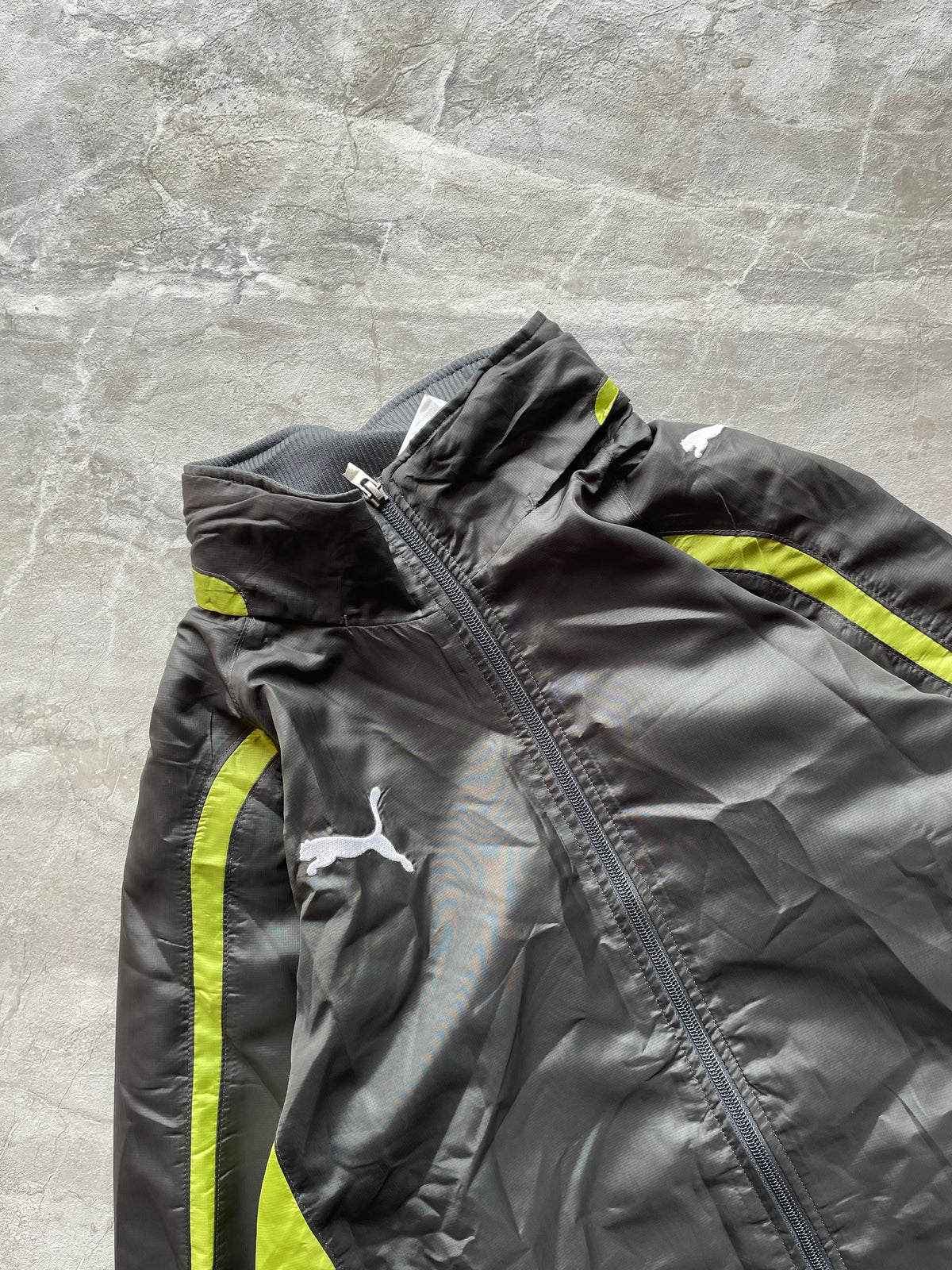 GRAY AND NEON YELLOW PUMA JACKET-M-L