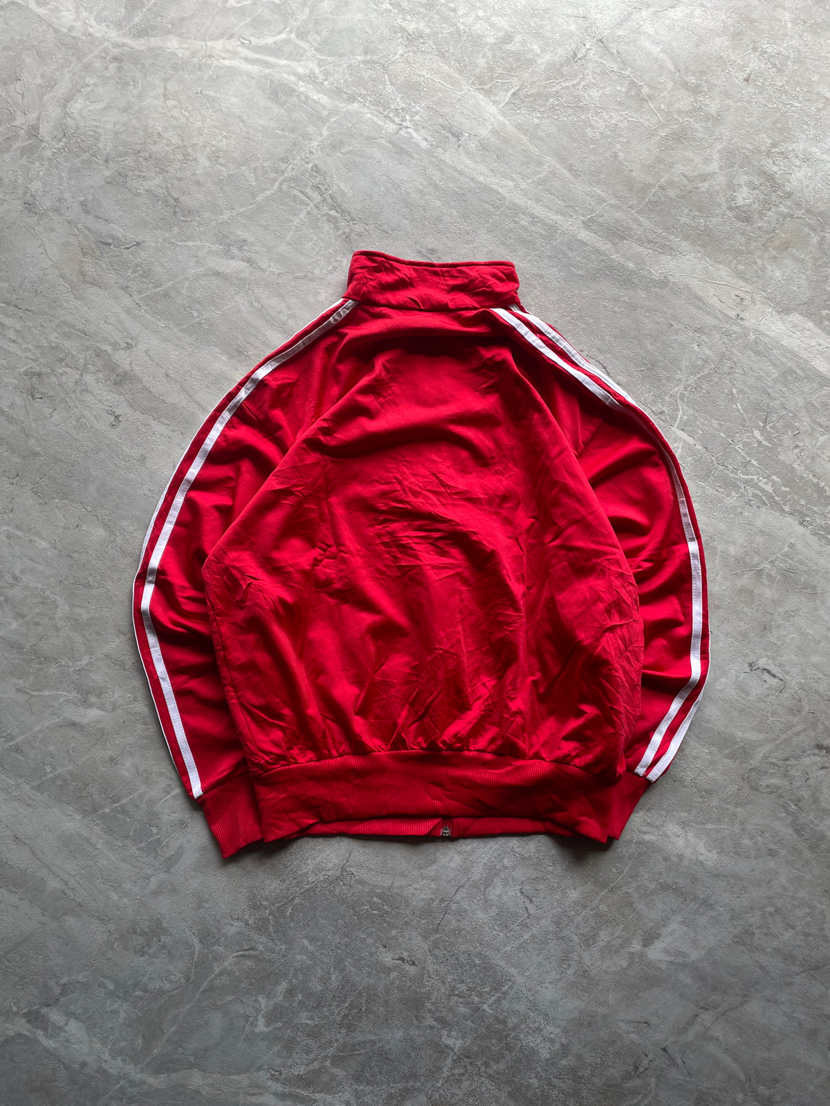 RED ADIDAS THREE LINED BOXY FIT JACKET-M-L