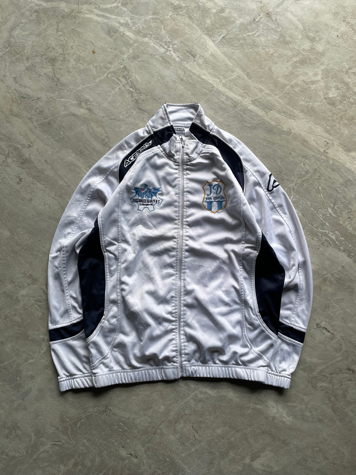 ACERIS WHITE AND BLUE TRACK JACKET-S-M