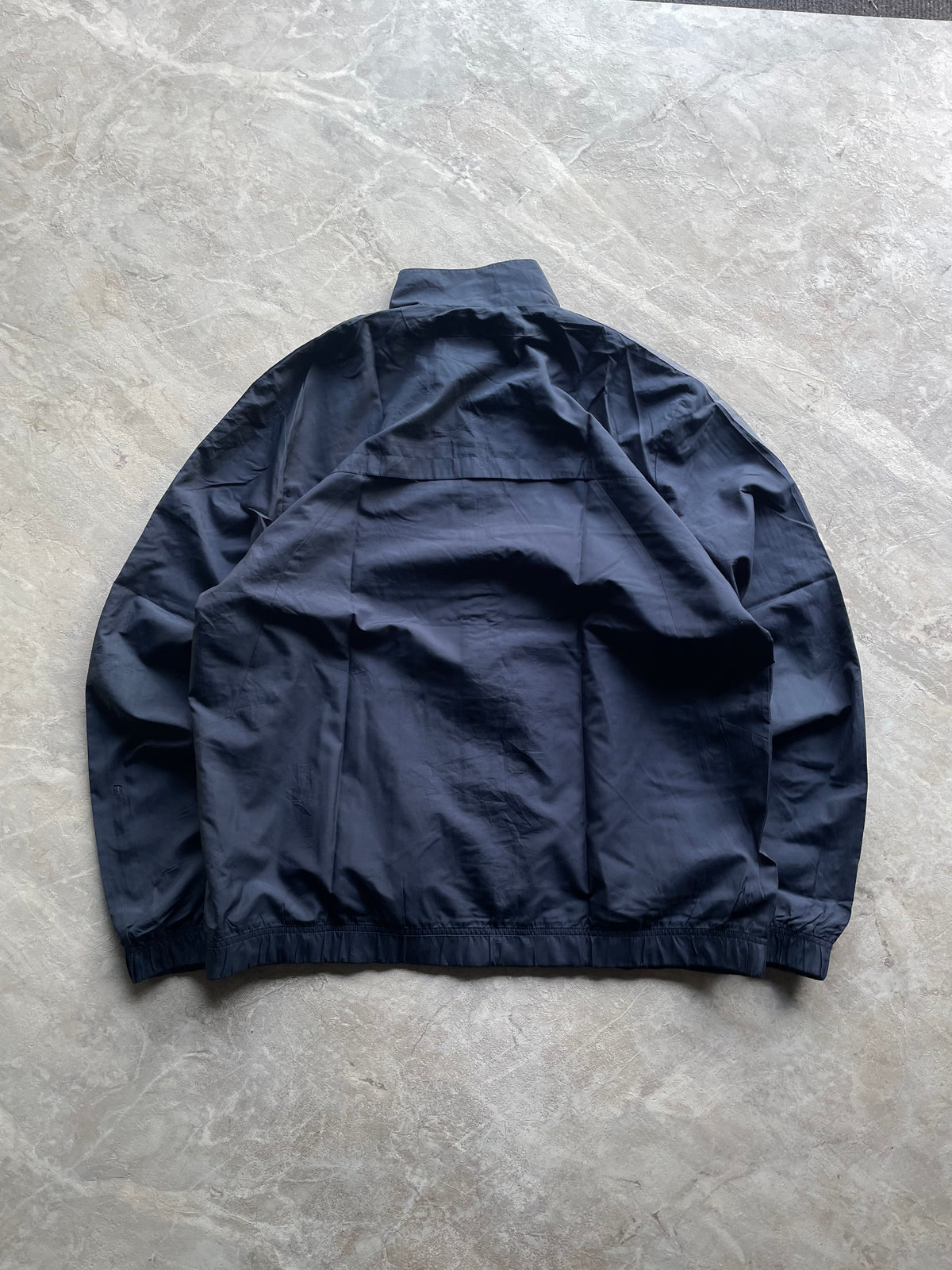 NAVY BLUE AND WHITE ADIDAS TRACK JACKET-XL