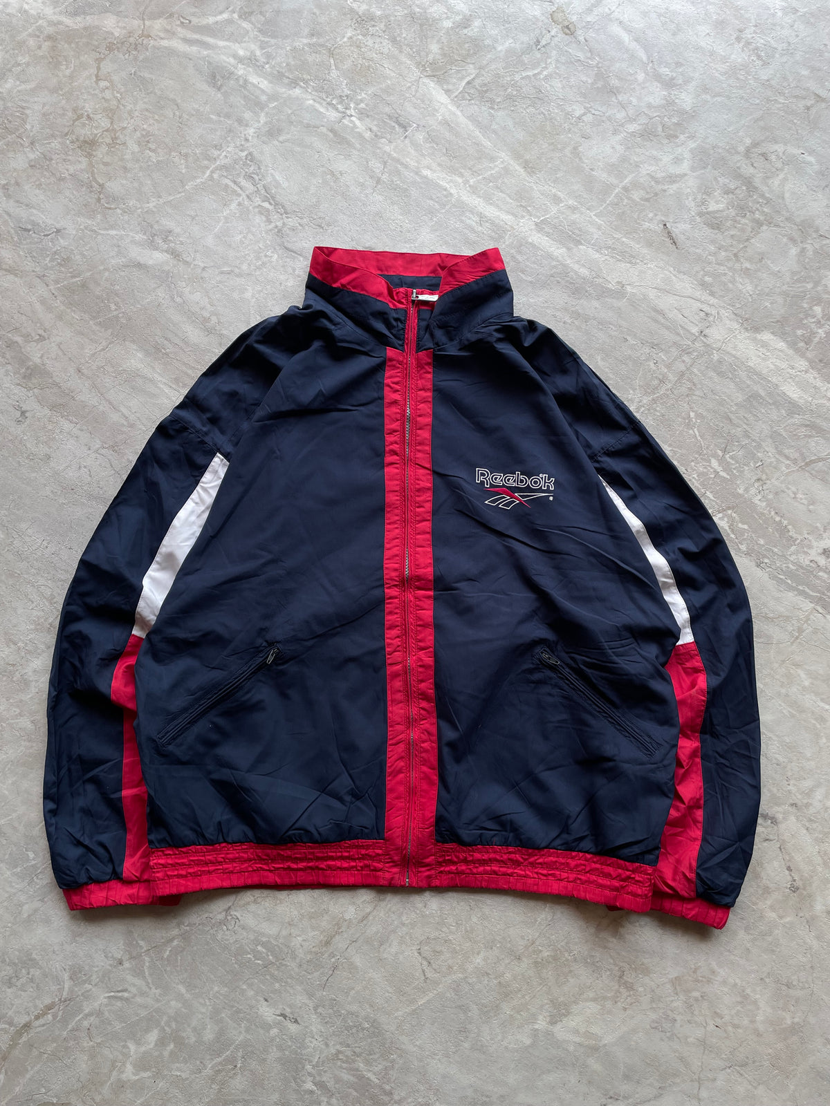 VINTAGE 90s REEBOK WINDBREAKER TRACK JACKET-L
