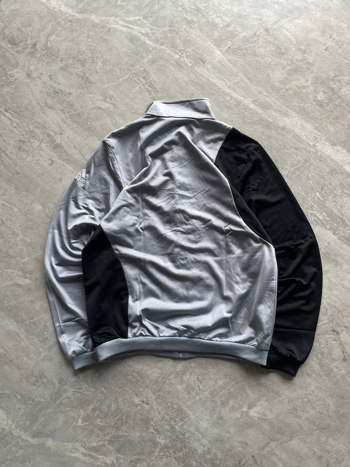 GREY AND BLACK ADIDAS TRACK JACKET-L