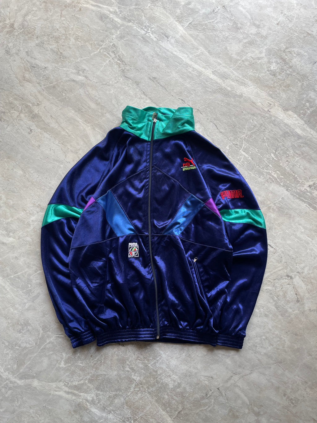 VINTAGE BLUE PUMA INTERNATIONAL TRACK JACKET-L