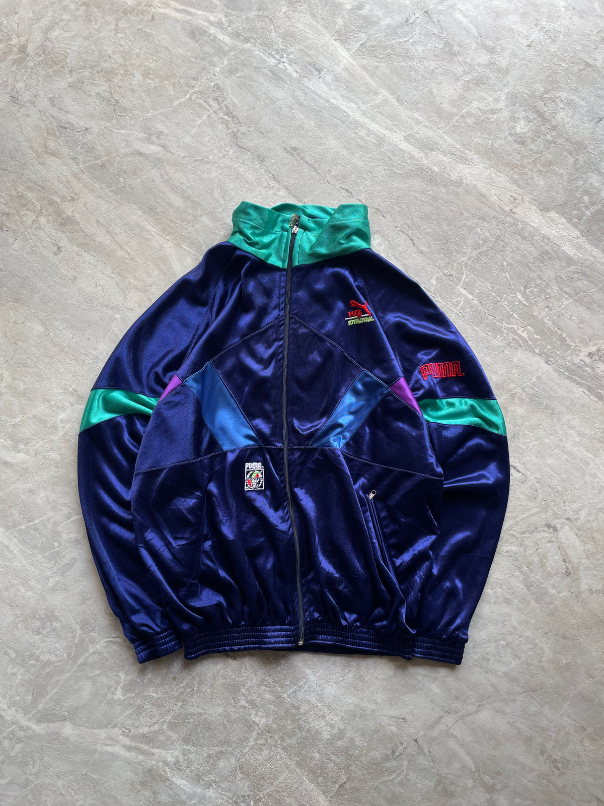 VINTAGE BLUE PUMA INTERNATIONAL TRACK JACKET-L