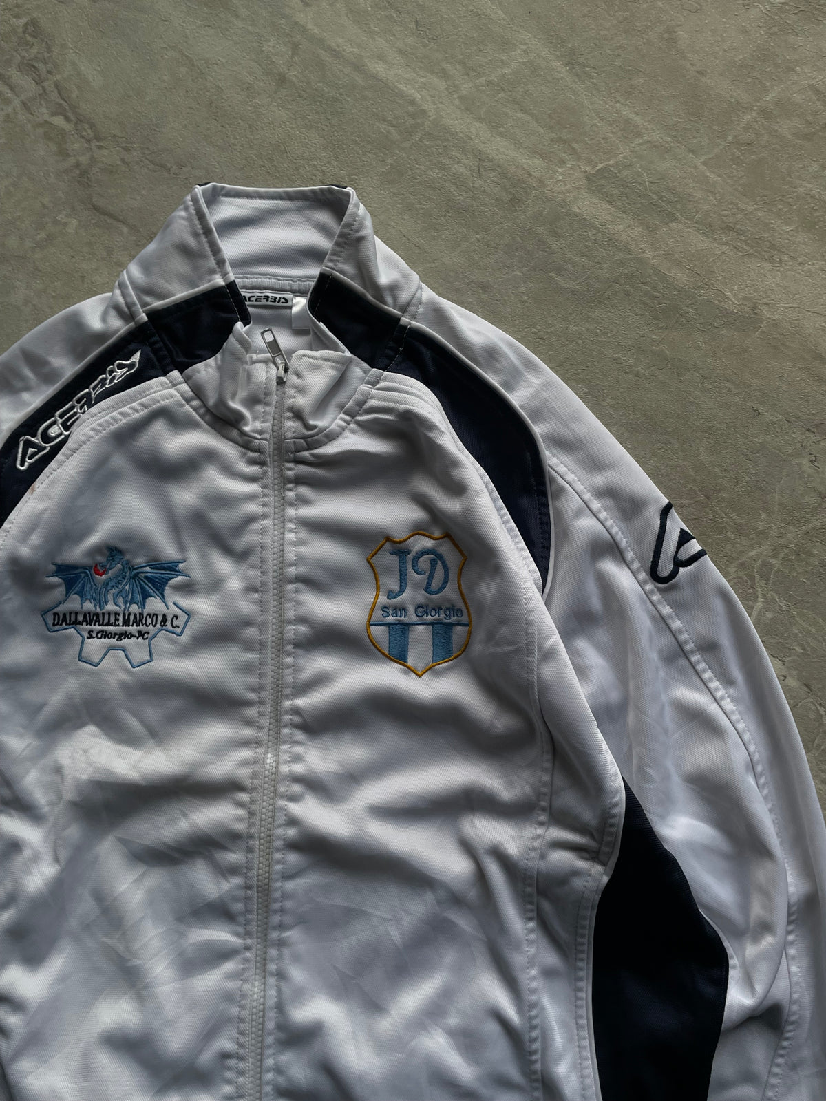 ACERIS WHITE AND BLUE TRACK JACKET-S-M