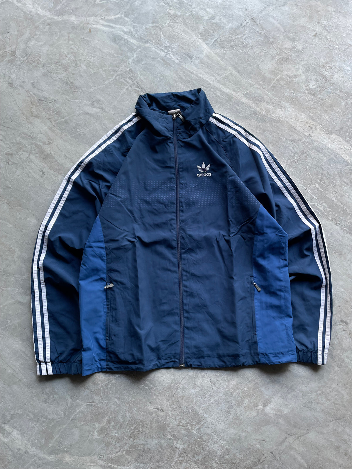NAVY BLUE ADIDAS TRACK JACKET-L
