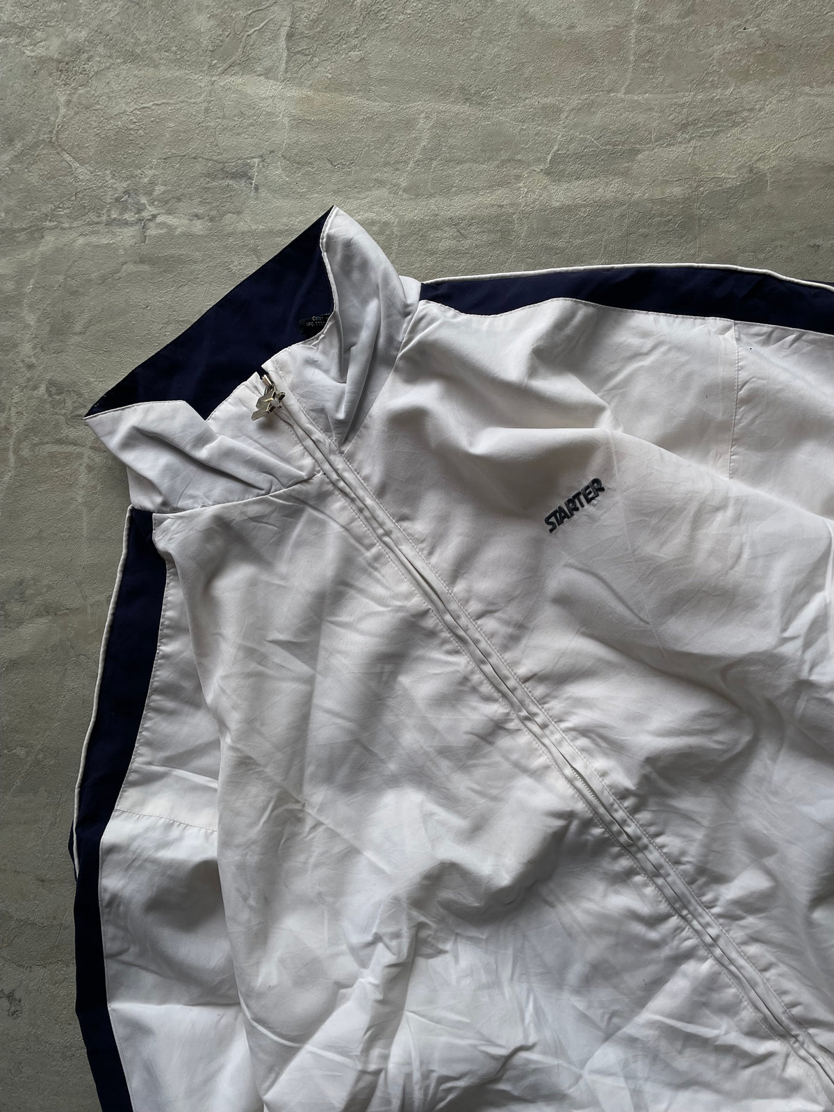 WHITE AND NAVY STARTER TRACK JACKET-L-XL