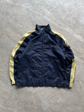 DARK BLUE AND LIGHT YELLOW NIKE WEIGHTLESS WINDBREAKER -L