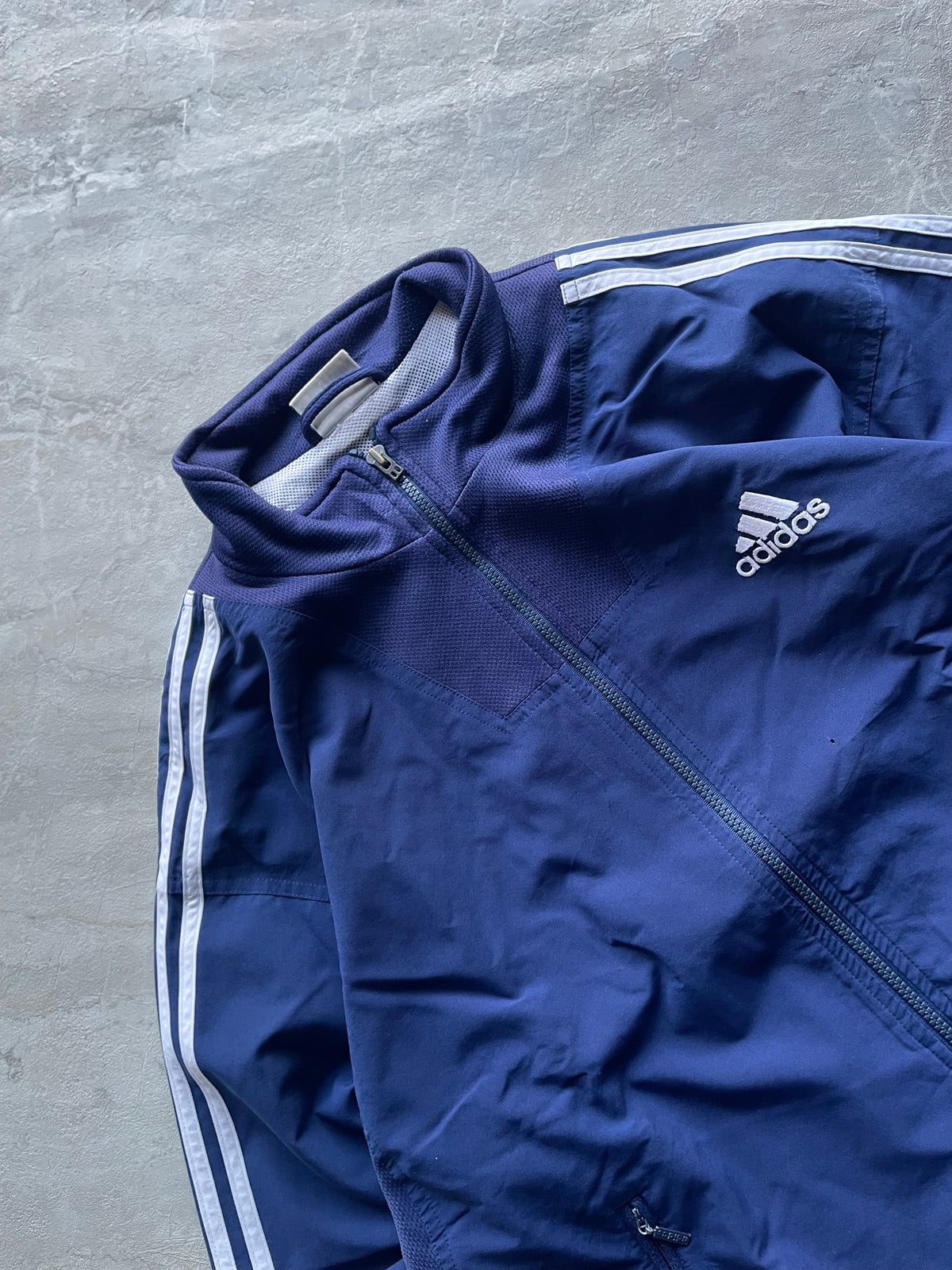 NAVY BLUE ADIDAS TRACK JACKET-L