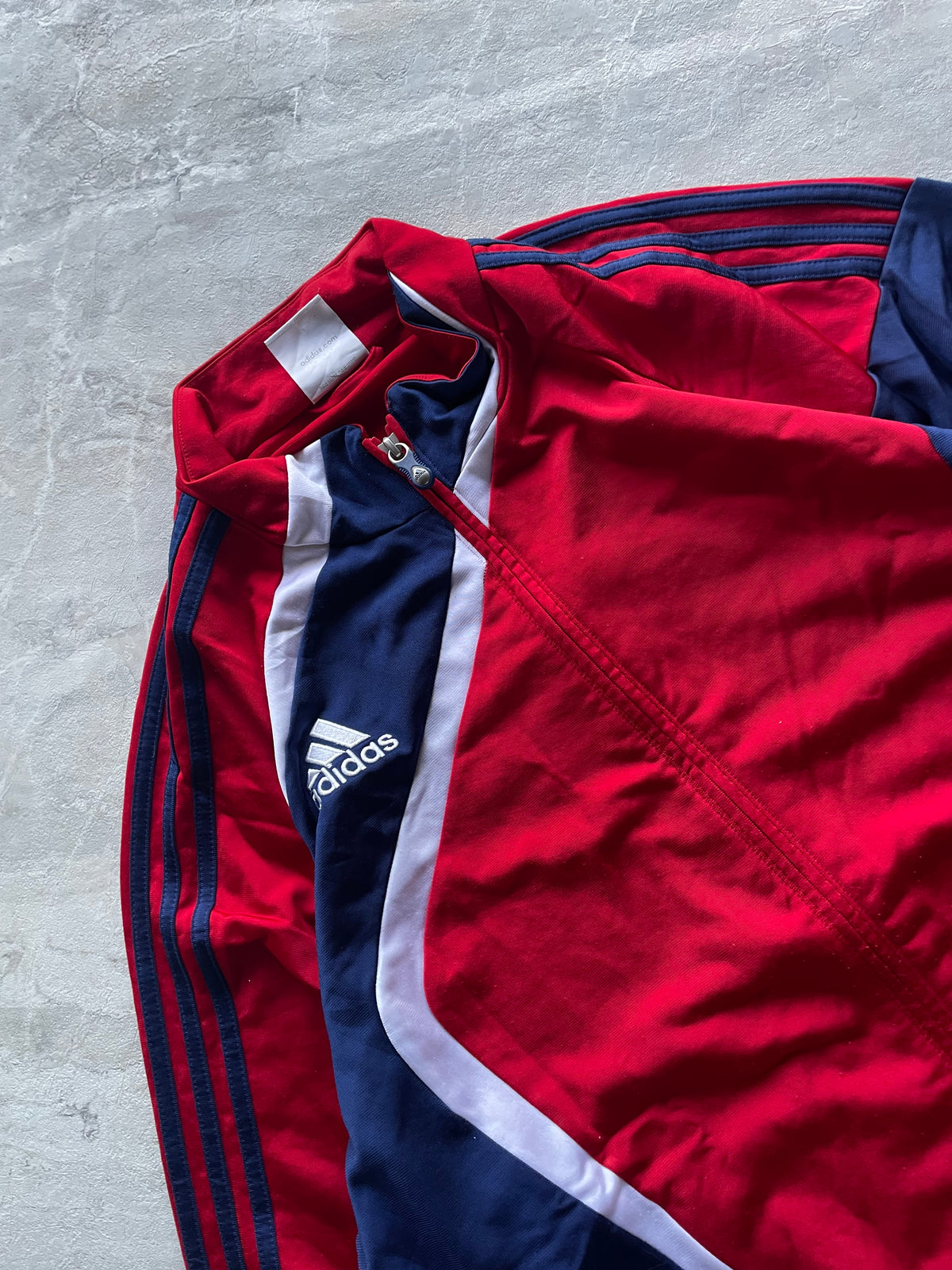 ADIDAS RED AND BLUE TRACK JACKET-XL