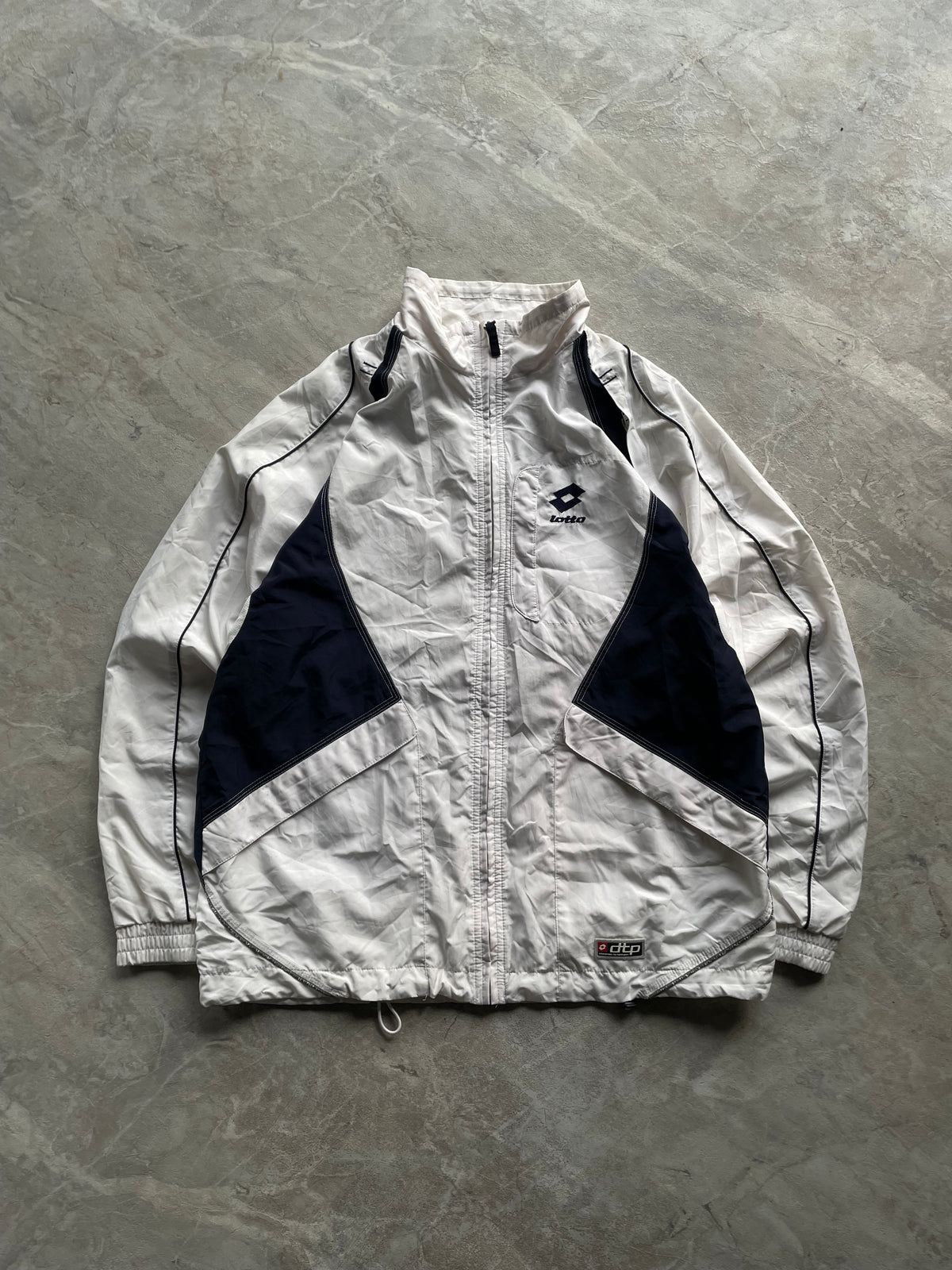 LOTTO WHITE AND NAVY BLUE ZIP-UP JACKET-L